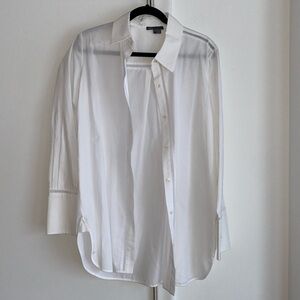 Vince Cotton button up, beautiful crochet trim